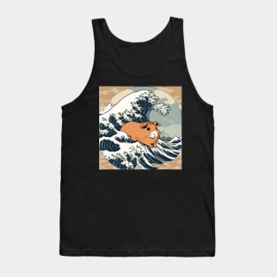 Vintage Brown American Guinea Pig in the Great Wave Tank Top